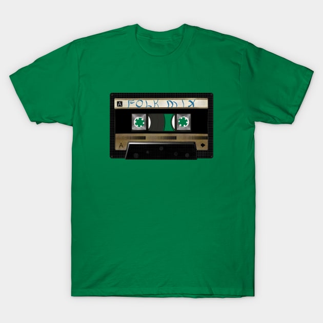 Folk Mixed Cassette Tape - Mix Tape - for recording analogue music T-Shirt by Grepthor